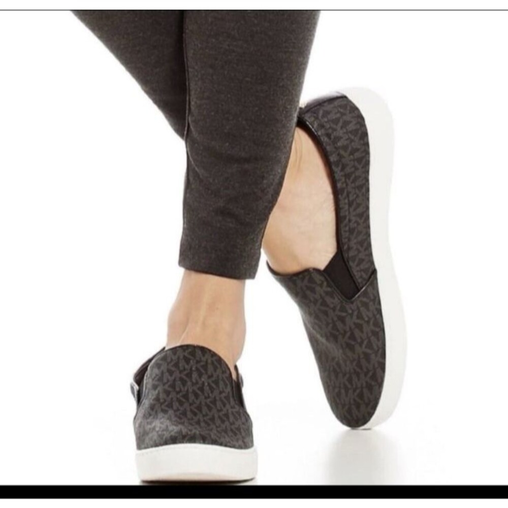 Michael Kors Keaton Logo Slip On Signature men’s Black/Grey Sz 9.5